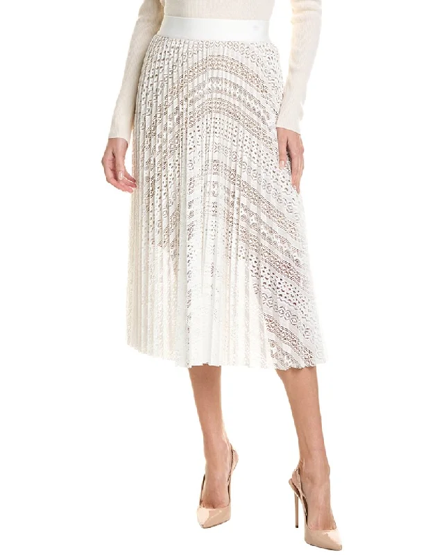 Elie Tahari Pleated Lace Skirt