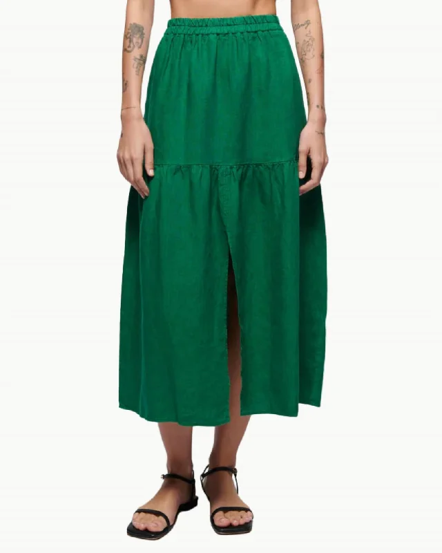 Esmeralda Midi Skirt In Verdant Green