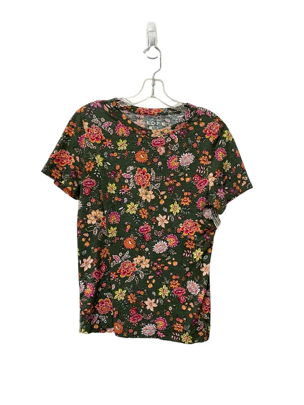 Floral Print Top Short Sleeve Loft, Size M