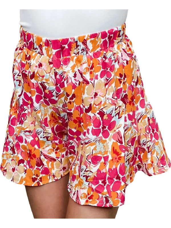 Floral Printed Skirt In Orange