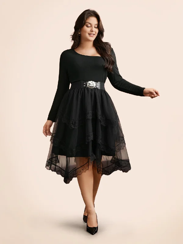 Gothic Laced Asymmetrical Hemline Skirt