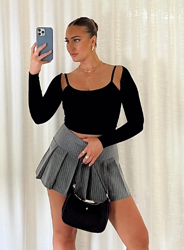 Motel Senona Skirt Pinstripe Grey