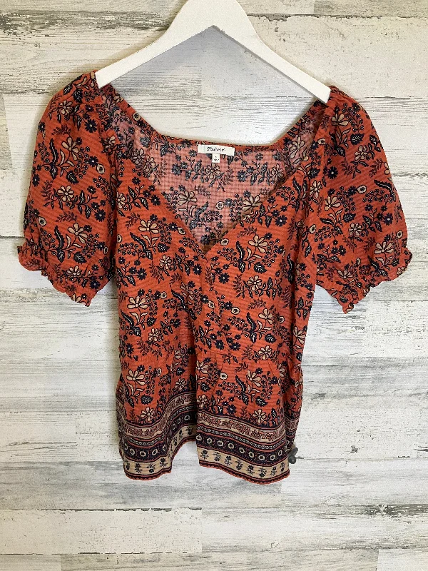 Orange Top Short Sleeve Madewell, Size S