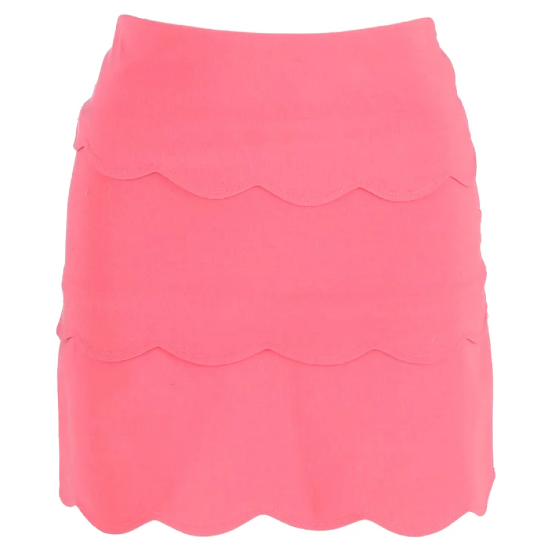 Sandro Paris Scalloped Mini Skirt in Pink Polyester