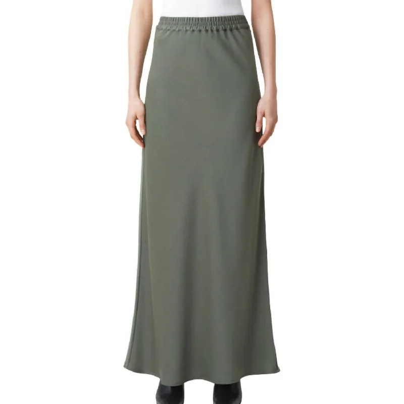 Sunny Maxi Slip Skirt In Green Weed