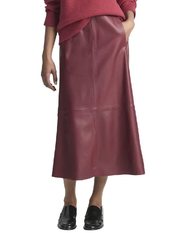 Vince Mid-Rise Leather Gathered Skirt