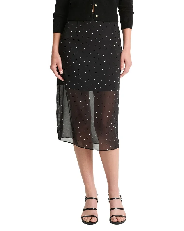 Vince Sheer Dot Silk-Blend Straight Skirt