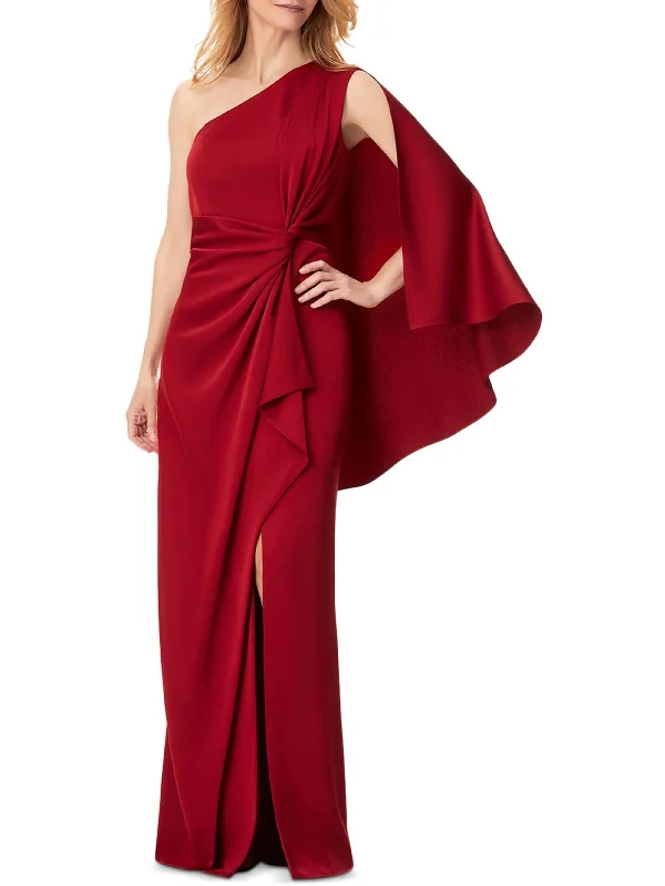 Womens Knot-Front One Shoulder Evening Dress