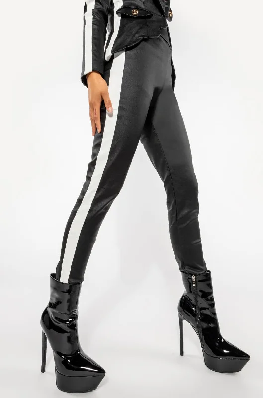 AMMO X AKIRA BIG BOOTY HIGH WAIST PLEATHER PANT WITH SIDE STRIPE