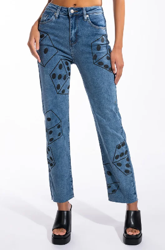 DICE DICE BABY HIGH RISE STRAIGHT LEG JEAN