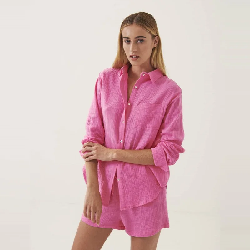 Button Front Shirt (Hot Pink)