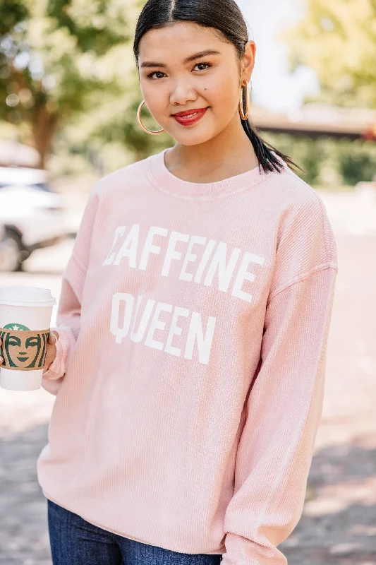 Caffeine Queen Blush Pink Corded Graphic Sweatshirt