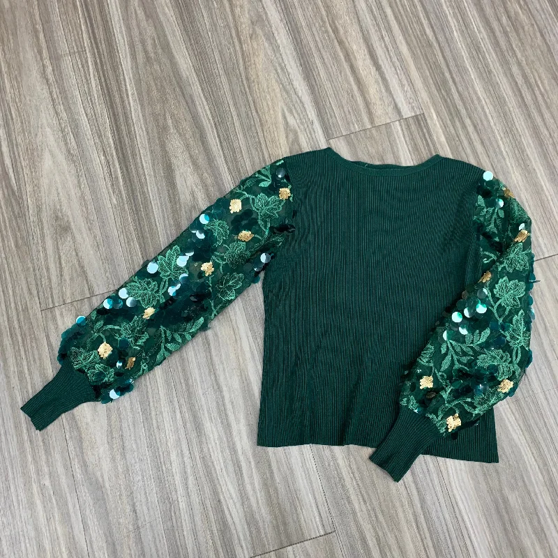 Festive Top Long Sleeve By Sioni In Green, Size: S