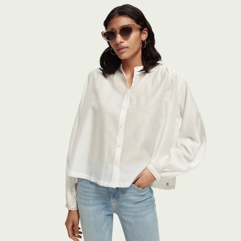 Loose Fit Embroidered Shirt (Off White)