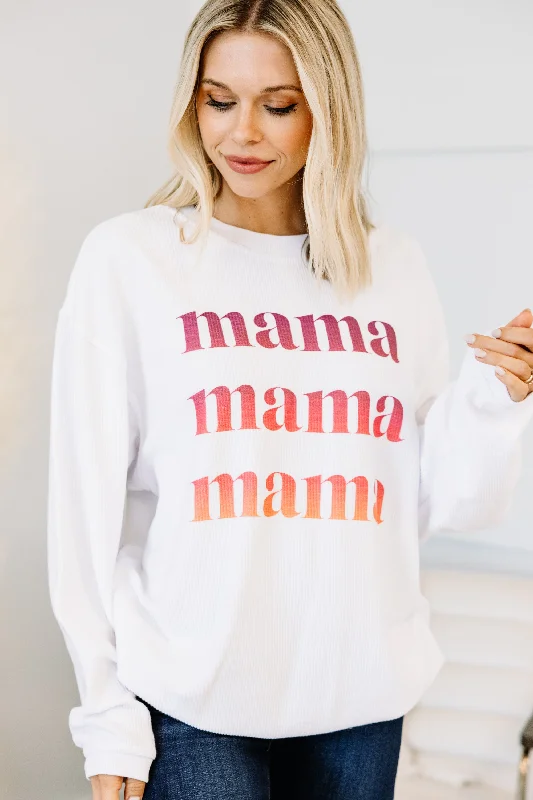 Ombre Mama White Corded Graphic Sweatshirt