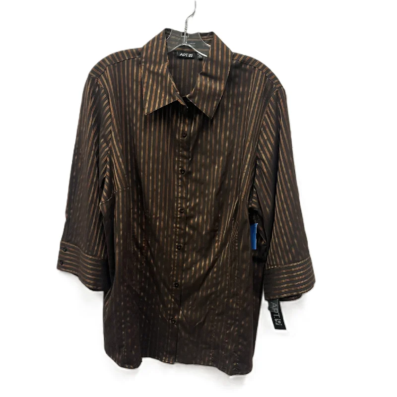 Top Long Sleeve By Apt 9 In Brown, Size: 2x