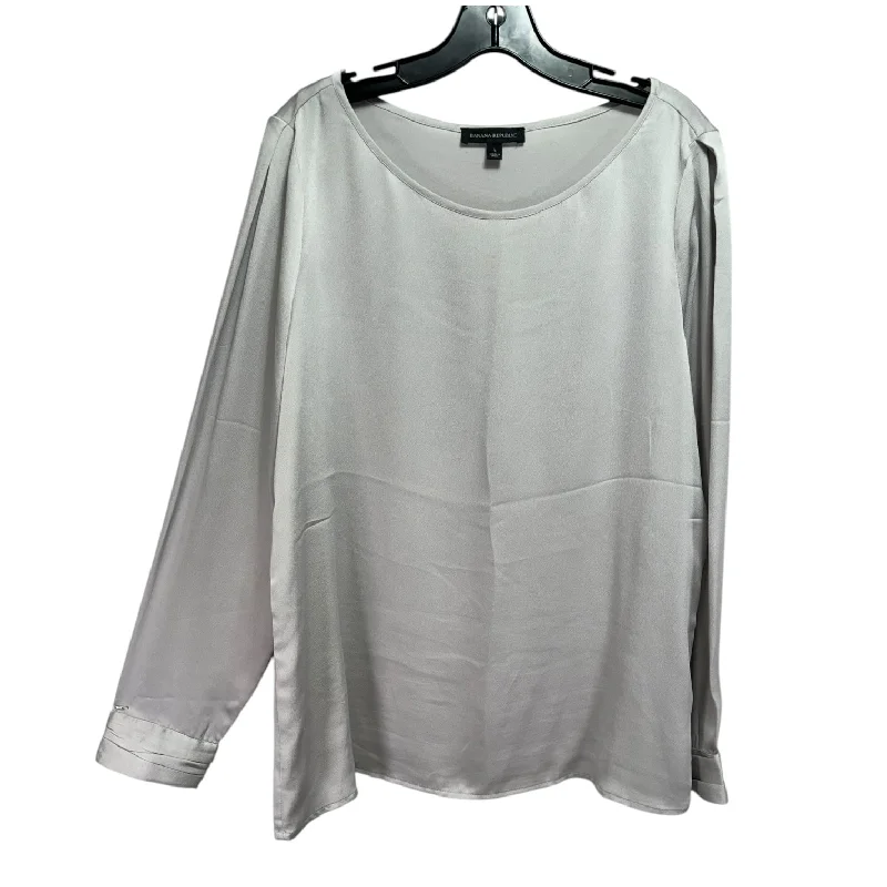 Top Long Sleeve By Banana Republic In Silver, Size: L