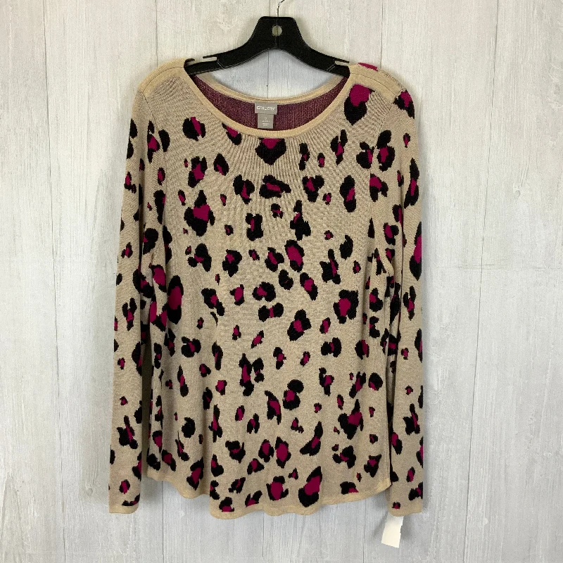 Top Long Sleeve By Chicos In Leopard Print, Size: L