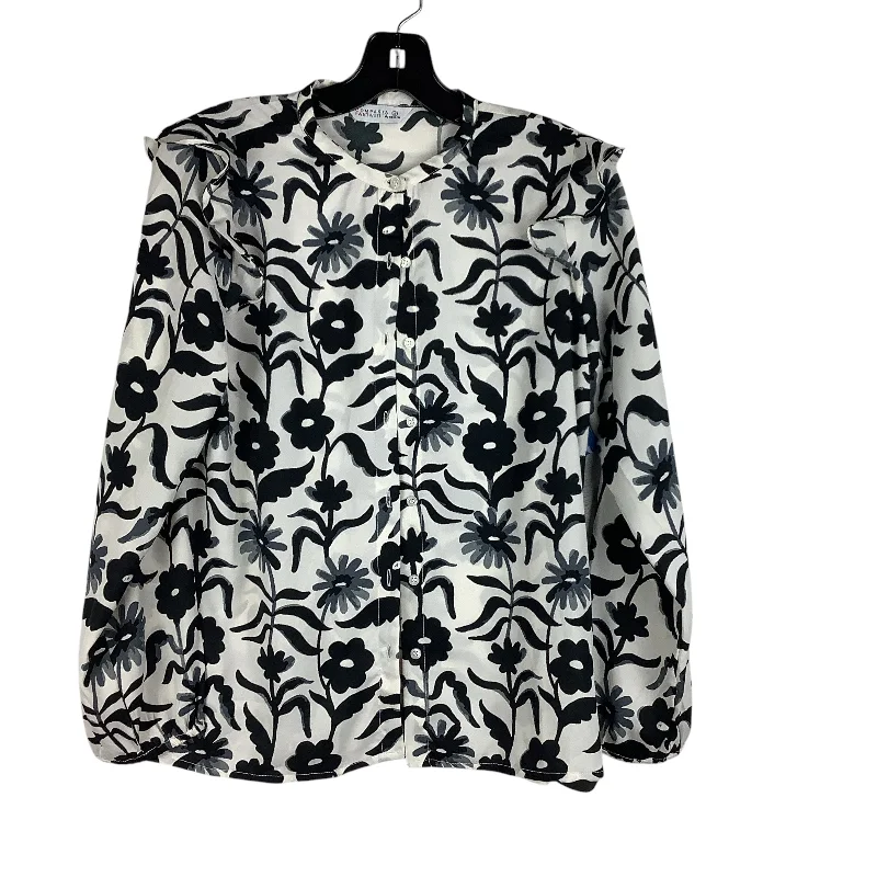 Top Long Sleeve By Cmc In Black & White, Size: S