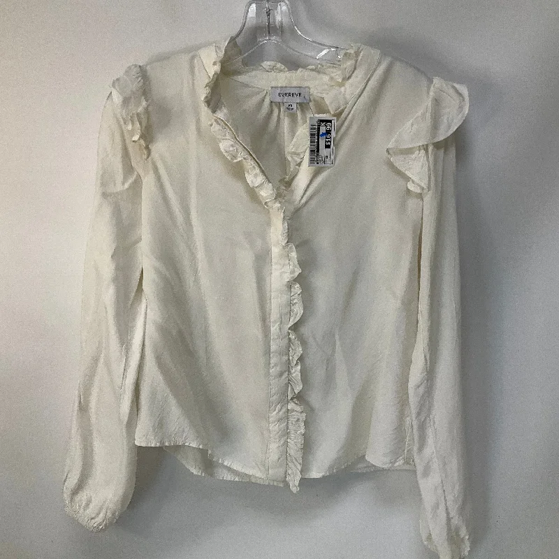 Top Long Sleeve By Evereve In Cream, Size: Xs