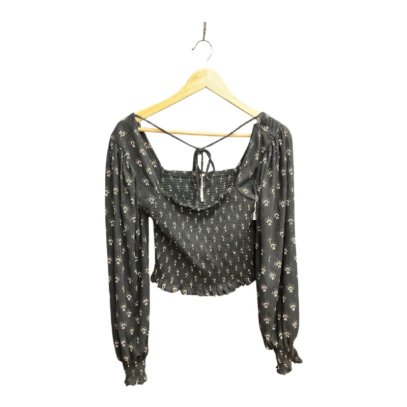 Top Long Sleeve By Free People In Black & Cream, Size: M