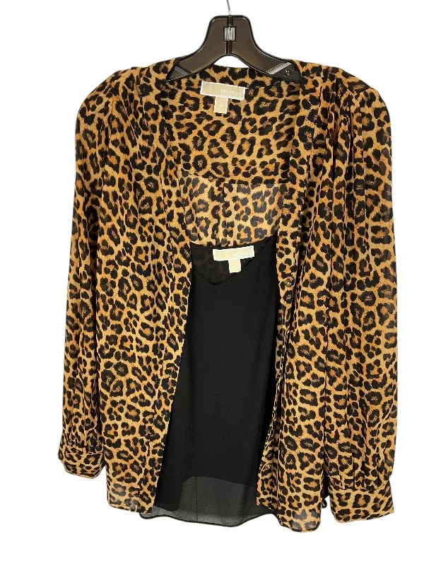 Top Long Sleeve By Michael By Michael Kors In Animal Print, Size: Xl