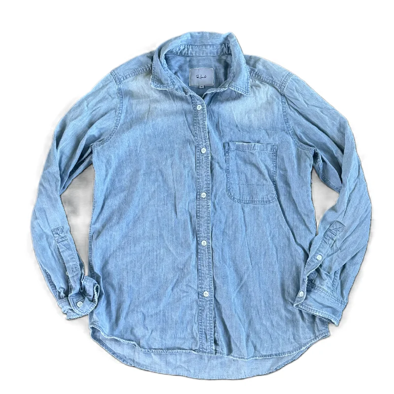 Top Long Sleeve By Rails In Blue Denim, Size: M