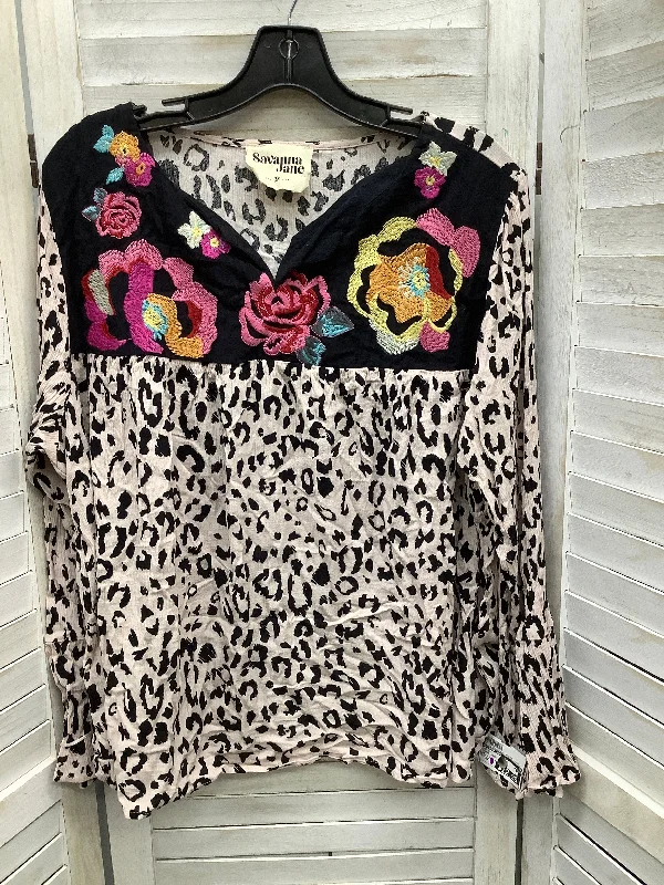 Top Long Sleeve By Savanna Jane In Animal Print, Size: 2x