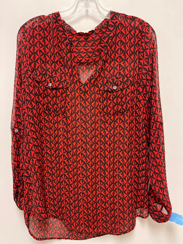 Top Long Sleeve By Two By Vince Camuto In Black & Red, Size: M