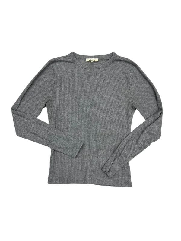 Top Long Sleeve Basic By Madewell In Grey, Size: M