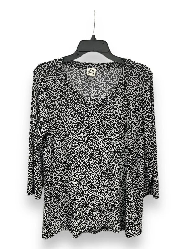 Top 3/4 Sleeve By Anne Klein In Animal Print, Size: L