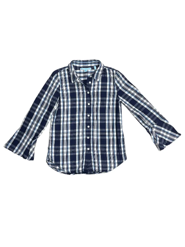 Top 3/4 Sleeve By Draper James In Plaid Pattern, Size: 6