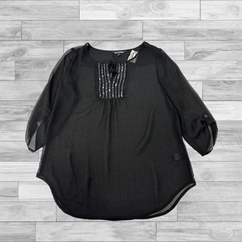 Top 3/4 Sleeve By Express In Black, Size: S