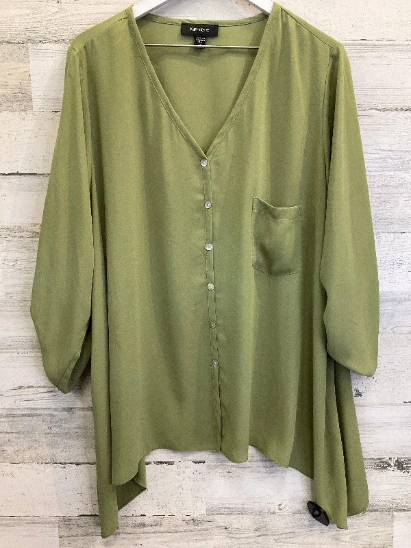 Top 3/4 Sleeve By Karen Kane In Green, Size: 3x