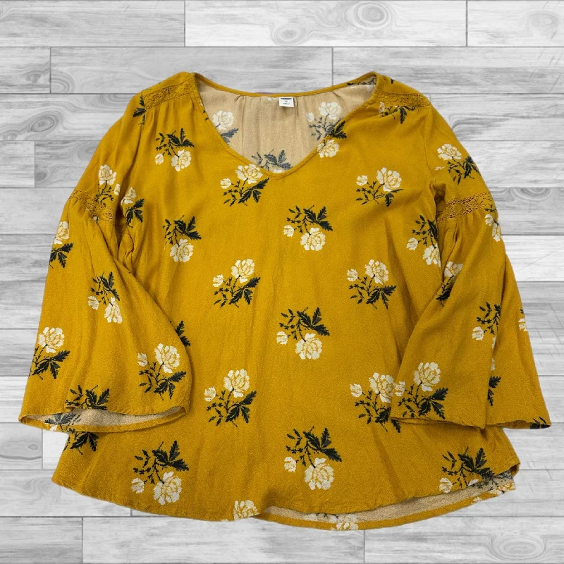 Top 3/4 Sleeve By Old Navy In Yellow, Size: Xs