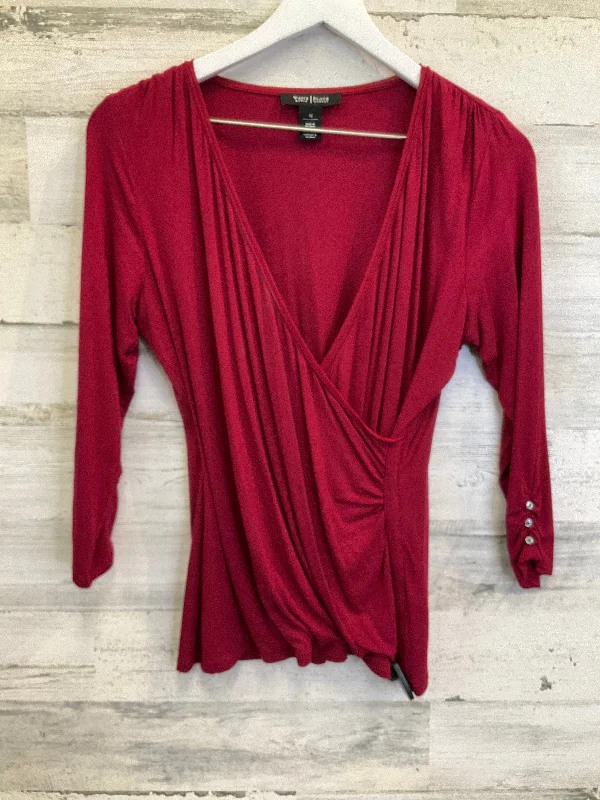 Top 3/4 Sleeve By White House Black Market O In Red, Size: M